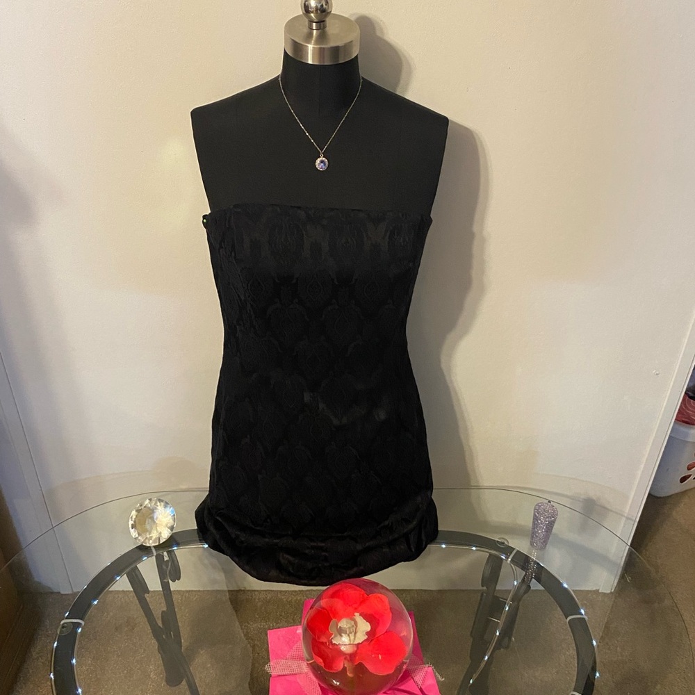 White House Black Market Black Textured Dress